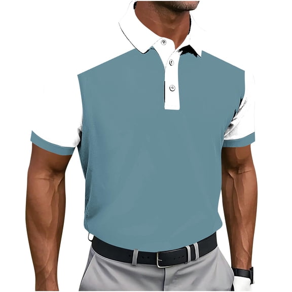 Rvwovn Men's Printed Golf Tees - Short Sleeve Performance Henley Tops, Business Casual Style