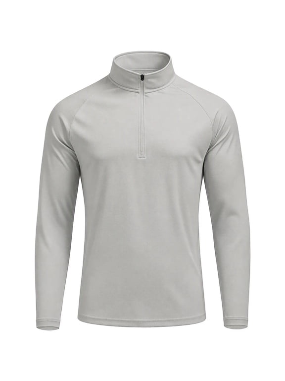 Men's Quarter Zip Long Sleeve Athletic Shirt, Mock Neck Raglan Performance Top Sports Wear