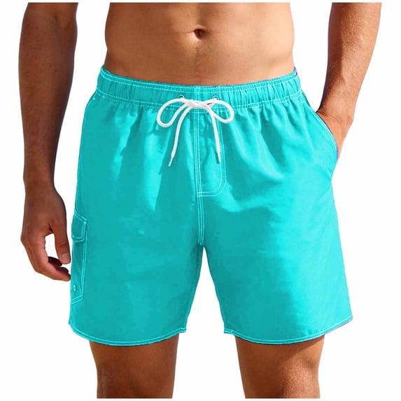 Rvwovn Men's Quick Dry Swim Trunks with Mesh Liner, Drawstring Waist Side Pocket Beach Shorts