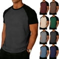 thumbnail image 1 of Rvwovn Men's Raglan Short Sleeve T-Shirt - Color Block Regular Fit Crewneck Casual Summer Tee, 1 of 6