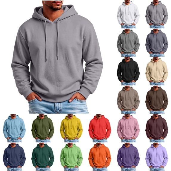 Rvwovn Men's Relaxed Fit Hooded Sweatshirt - Classic Pullover Drawstring Hoodie, Spring Fall Casual Sportswear