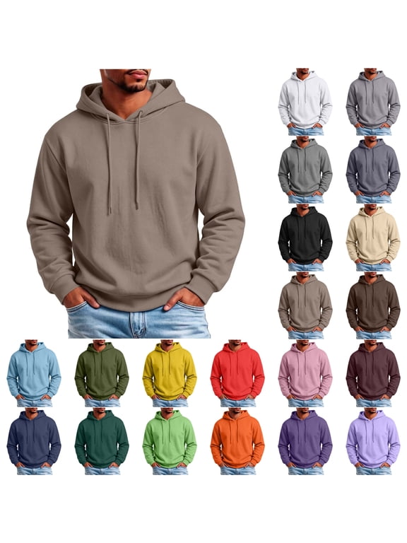 Men's Relaxed Fit Hooded Sweatshirt - Classic Pullover Drawstring Hoodie, Spring Fall Casual Sportswear