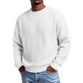thumbnail image 1 of Rvwovn Men's Ribbed Crewneck Sweater Long Sleeve Thick Thermal Loose Fit Fall Winter Pullover Top, 1 of 7