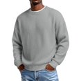 thumbnail image 1 of Rvwovn Men's Ribbed Crewneck Sweater Long Sleeve Thick Thermal Loose Fit Fall Winter Pullover Top, 1 of 7