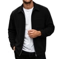 thumbnail image 1 of Rvwovn Men's Ribbed Trucker Jacket Full Zip Lapel Collar Corduroy Fall Outerwear for Daily Wear, 1 of 6