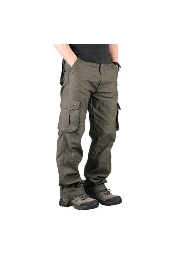Men's Ripstop Cargo Pants with Multiple Pockets Cotton Trousers for Work & Outdoor Activity