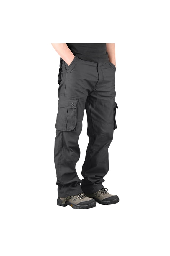 Men's Ripstop Cargo Pants with Multiple Pockets Cotton Trousers for Work & Outdoor Activity