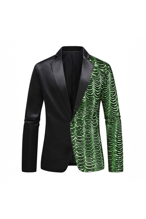 Men's Sequin Blazer Single Button Peak Lapel for Wedding Prom Stage Performance