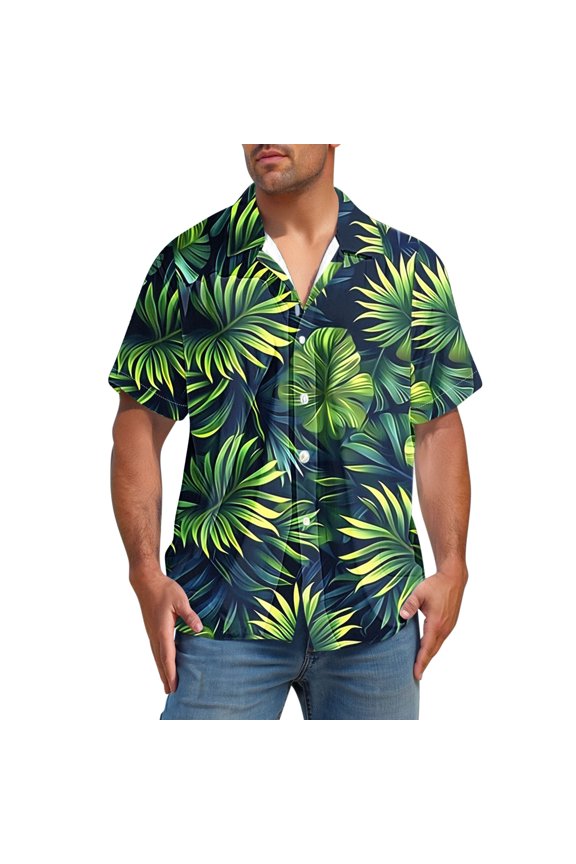 Men's Short Sleeve Button Down Shirt, Print Casual Hawaiian & Vacation Top for Summer Wear