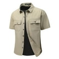 thumbnail image 1 of Rvwovn Men's Short Sleeve Button Down Shirts - Cargo Style Sun Protection Work Tops with Chest Pockets, 1 of 7