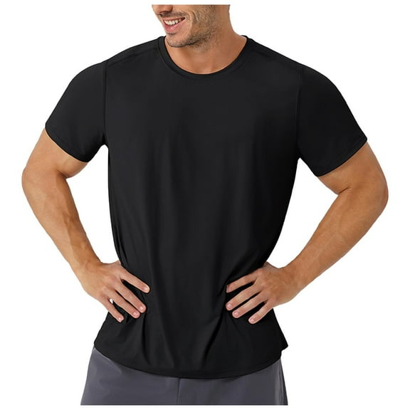 Rvwovn Men's Short Sleeve Crew Neck T-Shirt - Slim Fit Moisture Wicking Quick Dry Workout Tees