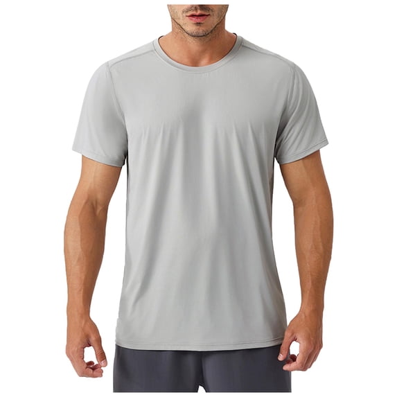 Rvwovn Men's Short Sleeve Crew Neck T-Shirt - Slim Fit Moisture Wicking Quick Dry Workout Tees