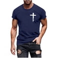 thumbnail image 1 of Rvwovn Men's Short Sleeve Crewneck T-Shirt, Summer Casual Tee with Cross Graphic Print S-2X, 1 of 5