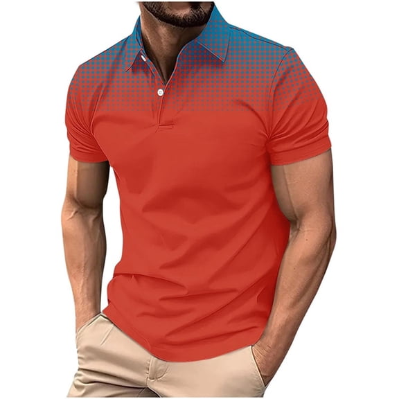 Rvwovn Men's Short Sleeve Golf Shirts - Casual Polka Dots Button Collared Slim Fit Summer Tops