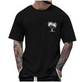 thumbnail image 1 of Rvwovn Men's Short Sleeve Graphic T-Shirt, Hawaiian Tropical Tree Printed Summer Casual Tee, 1 of 4