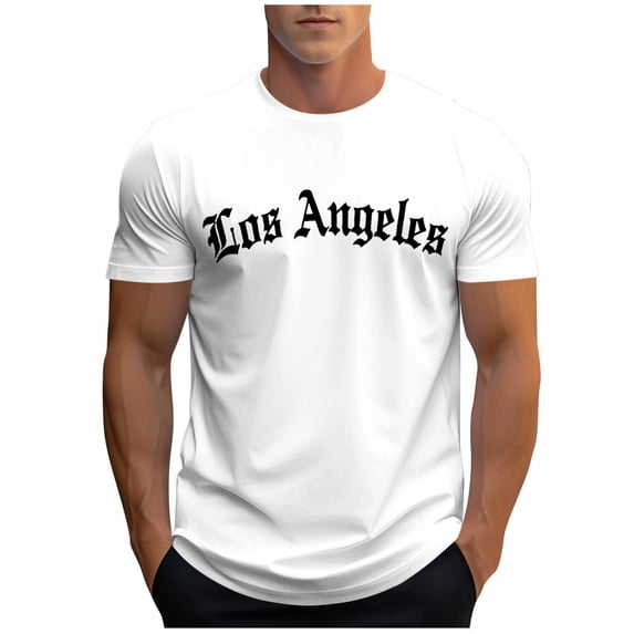 Rvwovn Men's Short Sleeve Graphic T-Shirt - Letter Print Crew Neck Casual Summer Streetwear Tee