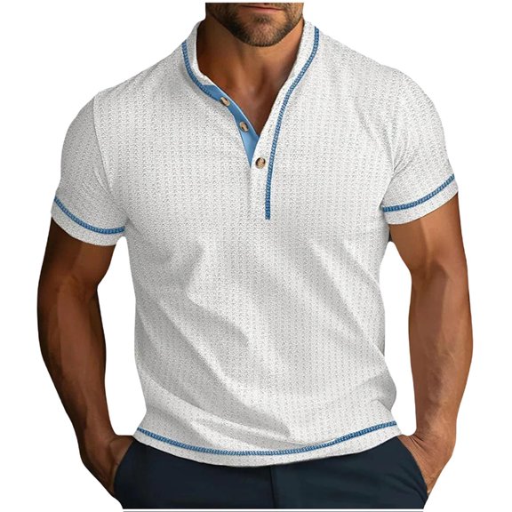 Rvwovn Men's Short Sleeve Henley Shirts - Stretch Lightweight Summer Casual Golf Vintage Tops