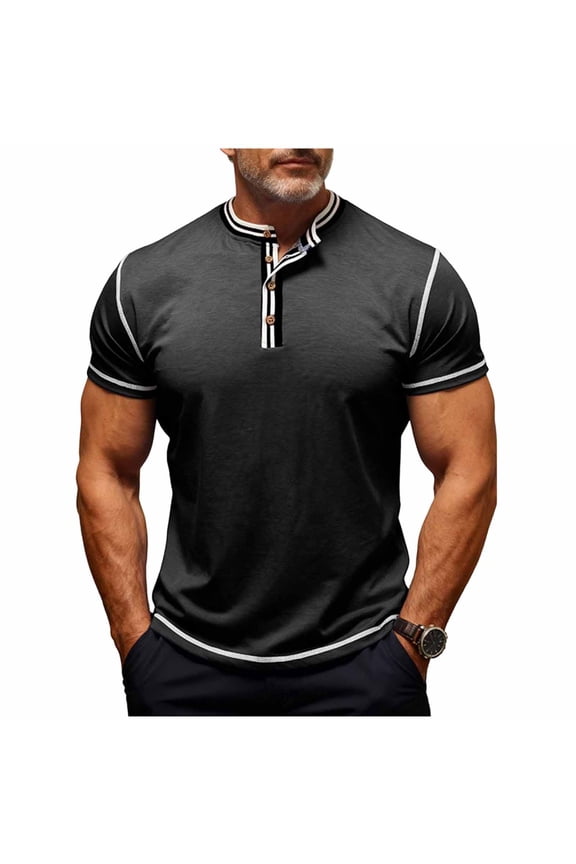 Men's Short Sleeve Henley Shirts - Summer Business Casual Button Lightweight Solid Tees Tops