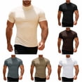 thumbnail image 1 of Rvwovn Men's Short Sleeve Mock Neck T-Shirts - Solid Basic Summer Pullover Tees, 1 of 9