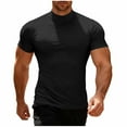 thumbnail image 1 of Rvwovn Men's Short Sleeve Mock Neck T-Shirts - Solid Basic Summer Pullover Tees, 1 of 7