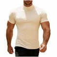 thumbnail image 1 of Rvwovn Men's Short Sleeve Mock Neck T-Shirts - Solid Basic Summer Pullover Tees, 1 of 7
