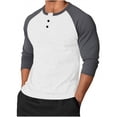 thumbnail image 1 of Rvwovn Men's Slim Fit Henley Shirt Raglan Long Sleeve Color Block Button Up Casual Tee, 1 of 4