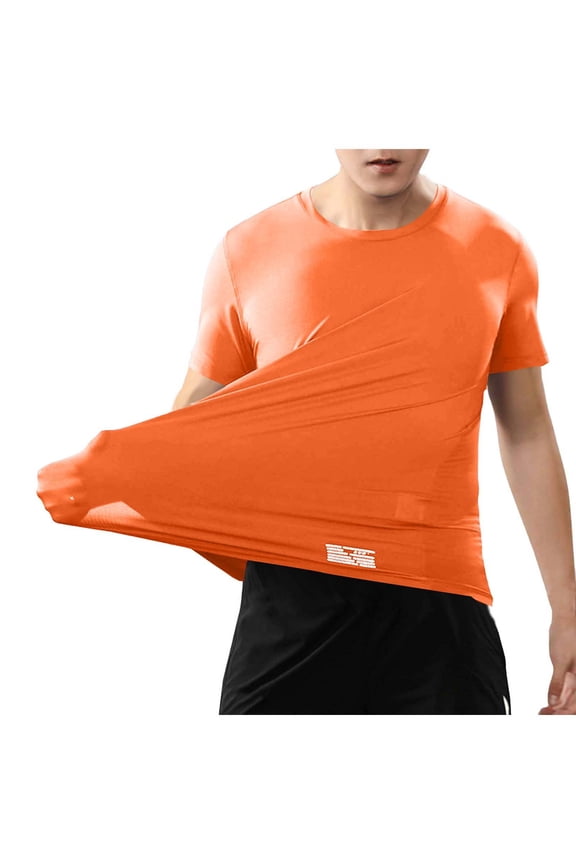 Men's Stretch Athletic Tees, Short Sleeve Quick Dry Moisture Wicking Tee with Sun Protection