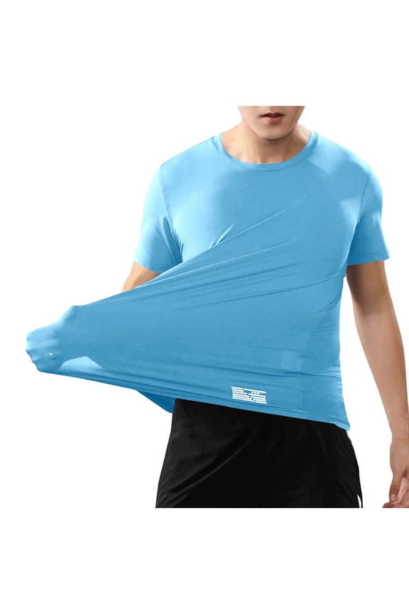 Men's Stretch Athletic Tees, Short Sleeve Quick Dry Moisture Wicking Tee with Sun Protection