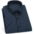 thumbnail image 1 of Rvwovn Men's Striped Dress Shirts Short Sleeve Regular Fit Button-Down Tops for Casual Business, 1 of 2
