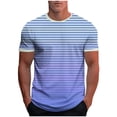 thumbnail image 1 of Rvwovn Men's Striped T-Shirt, Gradient Color Short Sleeve Crewneck Casual Basic Summer Tee, 1 of 5