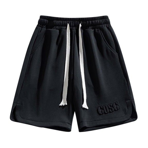 Rvwovn Men's Summer Knee Length Shorts - Elastic Waist Drawstring Loose Baggy Casual Shorts