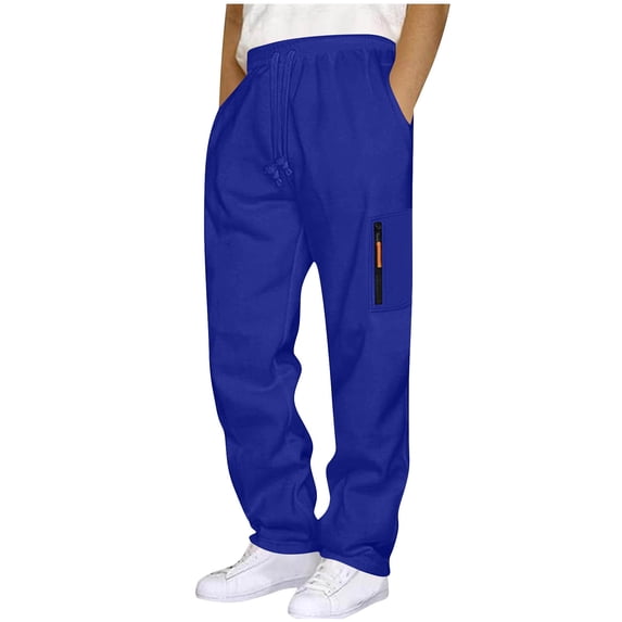 Rvwovn Men's Sweatpants with Zipper Pocket, Drawstring Waist Casual Joggers for Lounge Everyday