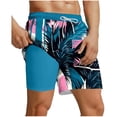 thumbnail image 1 of Rvwovn Men's Swim Trunks with Compression Liner - Tropical Print Elastic Waist for Beach Board, 1 of 5