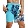thumbnail image 1 of Rvwovn Men's Swim Trunks with Compression Liner - Tropical Print Elastic Waist for Beach Board, 1 of 5