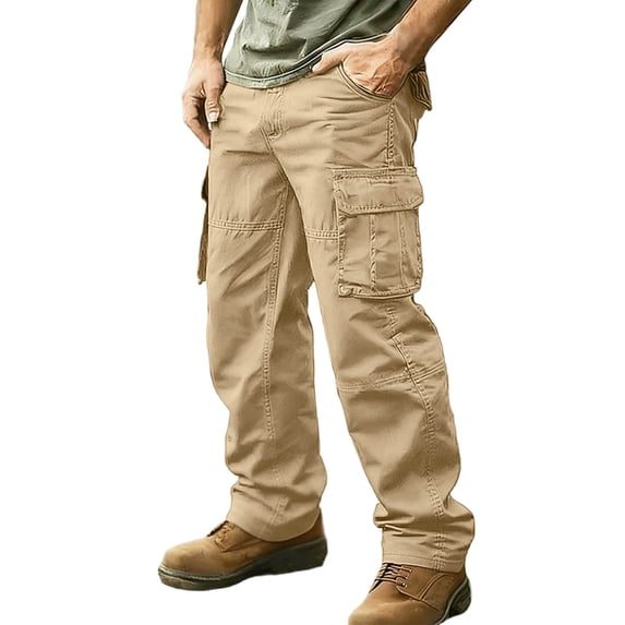 Rvwovn Men's Tactical Cargo Pants Cotton Ripstop Casual Relaxed Fit Pants for Hiking & Work