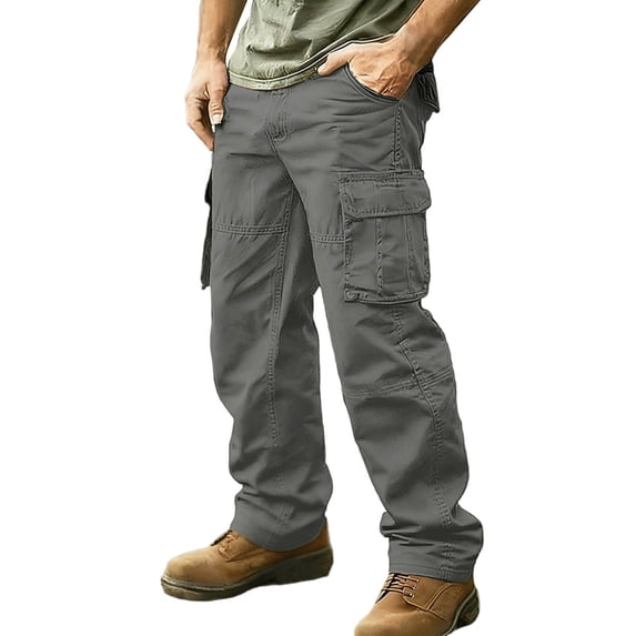 Rvwovn Men's Tactical Cargo Pants Cotton Ripstop Casual Relaxed Fit Pants for Hiking & Work
