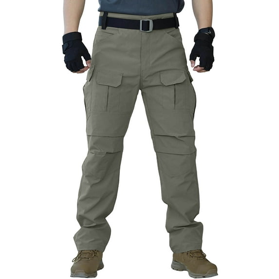 Rvwovn Men's Tactical Cargo Pants with 10 Pockets - Ripstop Lightweight Outdoor Work Hiking Pants