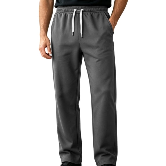 Rvwovn Men's Thermal Fleece Jogger Pants, Relaxed Fit Thicken Winter Sweatpants with Pockets