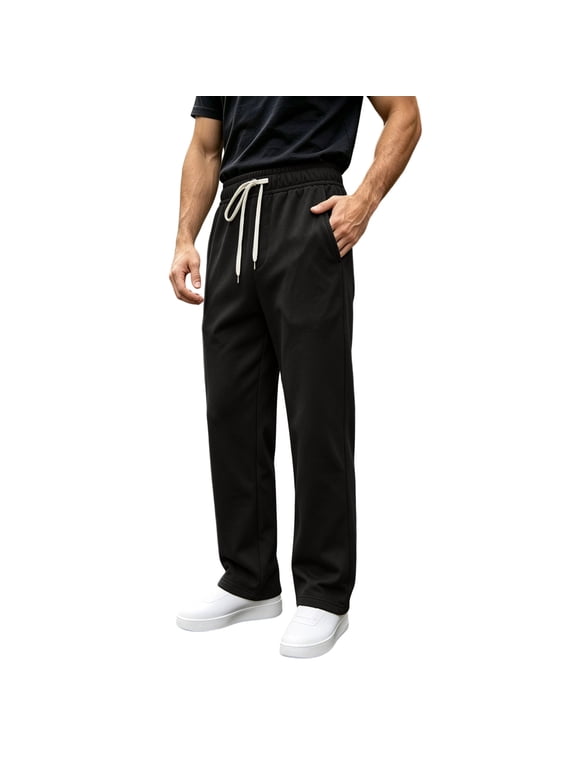 Men's Thermal Fleece Jogger Pants, Relaxed Fit Thicken Winter Sweatpants with Pockets
