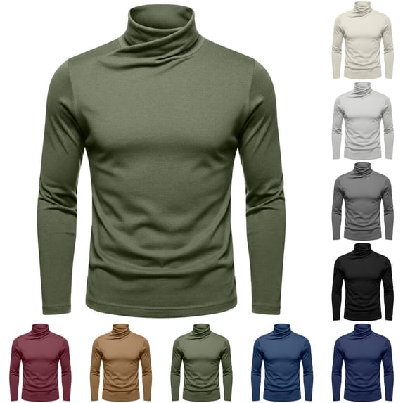 Rvwovn Men's Turtleneck Long Sleeve Tee, Soft Slim Fit Pullover Basy Layer T-Shirt Fall Winter Wear