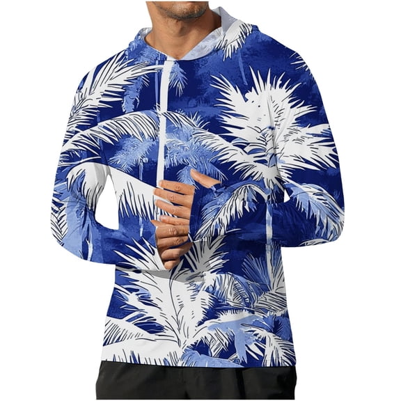 Rvwovn Men's UPF 50+ Long Sleeve Hooded Rash Guard, Sun Protection Quick Dry Swim Shirt with Thumb Holes
