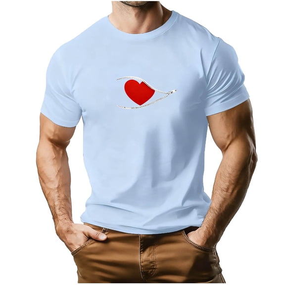 Rvwovn Men's Valentine's Day Short Sleeve Shirts - Soft Comfy Heart Graphic Tees for Holiday Casual Wear