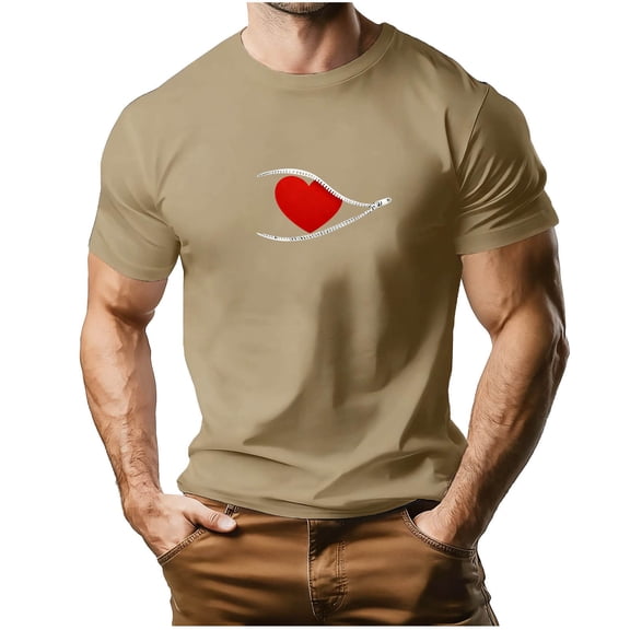 Rvwovn Men's Valentine's Day Short Sleeve Shirts - Soft Comfy Heart Graphic Tees for Holiday Casual Wear
