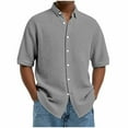 thumbnail image 1 of Rvwovn Men's Waffle Knit Summer Shirts (S-5XL) Short Sleeve Button-Down Tops for Beach, Business and Casual Wear, 1 of 6