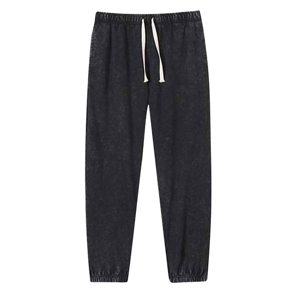 Rvwovn Men's Washed Sweatpants Drawstring Closed Bottom Elastic Waist Joggers for Lounge & Workout