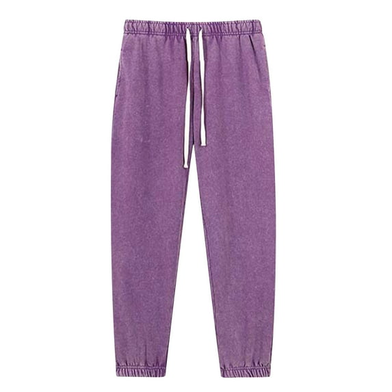 Rvwovn Men's Washed Sweatpants Drawstring Closed Bottom Elastic Waist Joggers for Lounge & Workout