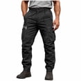 thumbnail image 1 of Rvwovn Mens Cargo Pants - Button Drawstring Waist Pants for Outdoor Hiking Hunting Fishing, 1 of 8