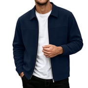 Rvwovn Mens Ribbed Corduroy Zip Up Jacket Casual Lapel Collar Outerwear Relaxed Fit Fall Wear