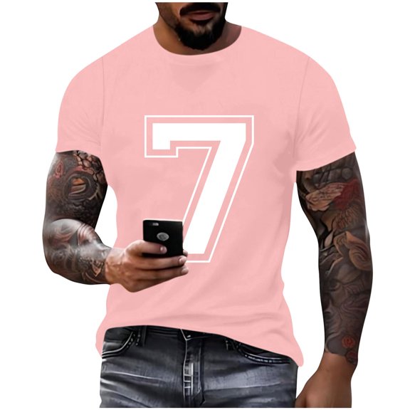 Rvwovn Mens & Womens Number 6/7 T-Shirt, Short Sleeve Crewneck Tees, Multi Color Options