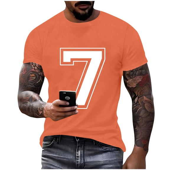Rvwovn Mens & Womens Number 6/7 T-Shirt, Short Sleeve Crewneck Tees, Multi Color Options
